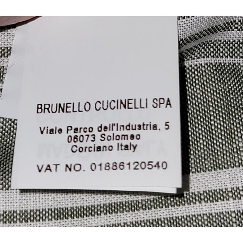 Brunello Cucinelli Men’s Linen Button-Down Shirt Gray White Stripe – Medium - Picture 9 of 11